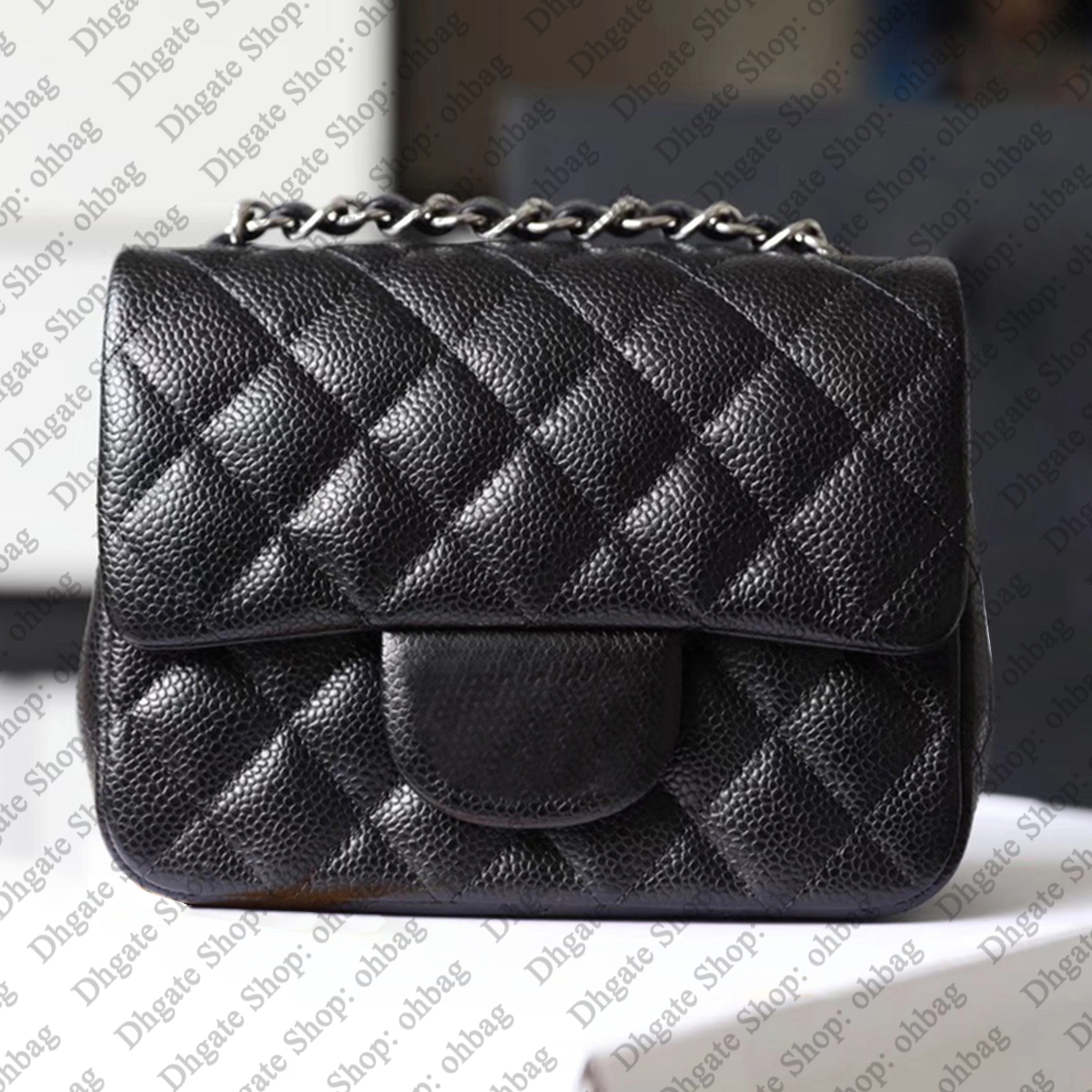 12A Classic Flap Designer Bag 17cm Mini Sqaure Flap Bag Women Genuine Leather Caviar Lambskin Quilted Bag Black Purse Handbag Shoulder Gold Chain Bags With Box