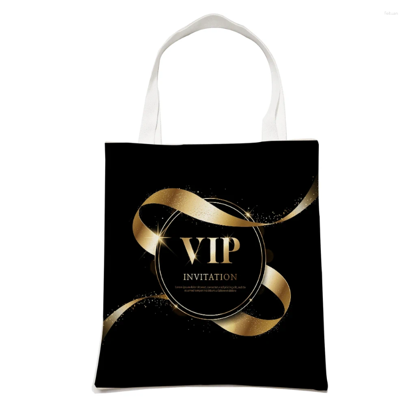 2025 NEW Shopping Bags Wholesale Black Vip Fashion Business Shoulder Bag For Girl Reusable Double Print Casual Children Canvas Tote Handbag zhanyishen