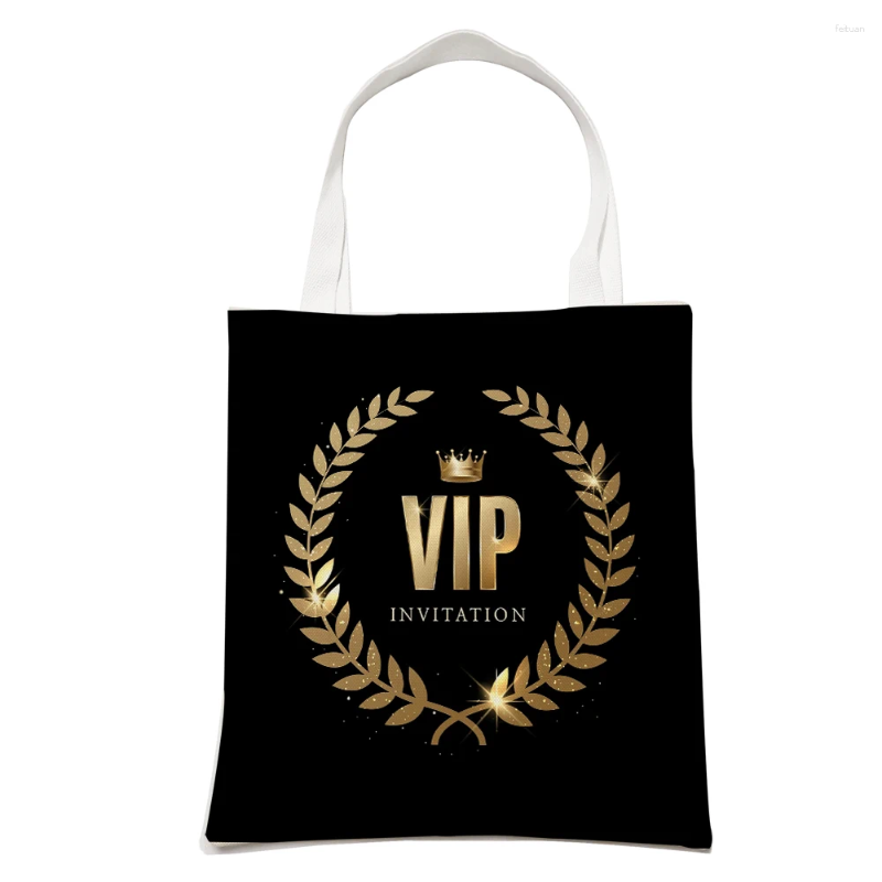 2025 NEW Shopping Bags Wholesale Black Vip Fashion Business Shoulder Bag For Girl Reusable Double Print Casual Children Canvas Tote Handbag zhanyishen