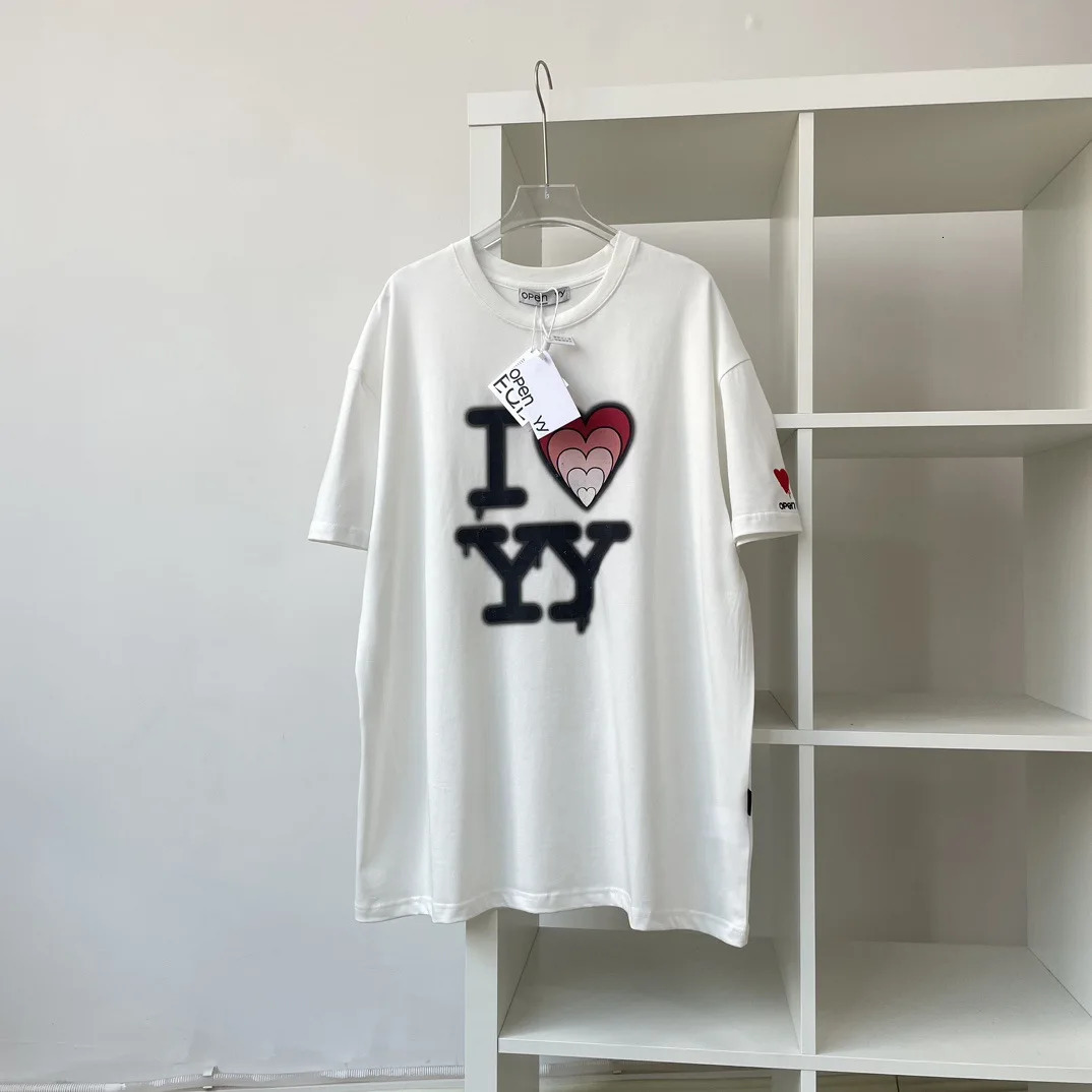 Heartshaped And Letter Print Loose Tshirt South Korea Song Zhiya Same Solid Color Short Sleeve Casual Top For Women 240617