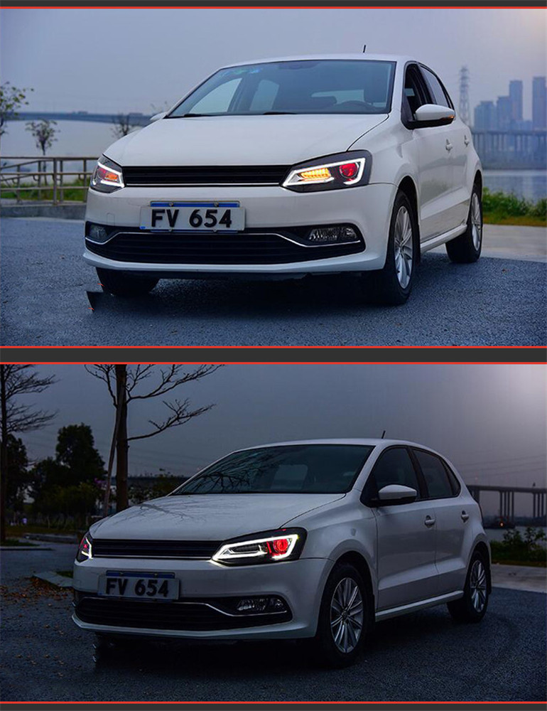 For VW Polo Headlight 2010-20 18 Vento Turn Signals LED Daytime Running Lights New Upgrade Headlamps