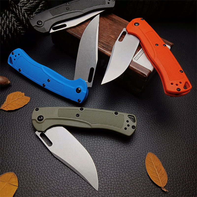 Easy To Carry Outdoor BM 15535 Hunt Taggedout Folding CPM-154 Stonewashed Clip Point Blade Orange Grivory Handles Utility Hunting Hiking Pocket Knife 