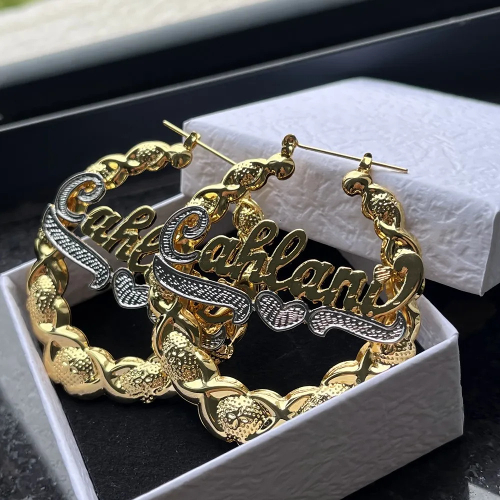 DUOYING Custom Name Earrings XOXO Personalized Nameplate Hoops Earring Sexy Style Drop Earring Gift For Her 240617