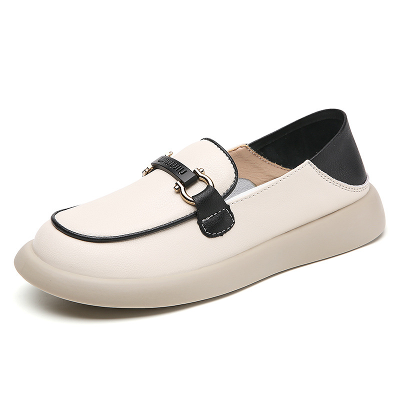 Slip-on flat bean shoes 2024 spring new soft sole loafers casual comfortable pregnant women mother shoes