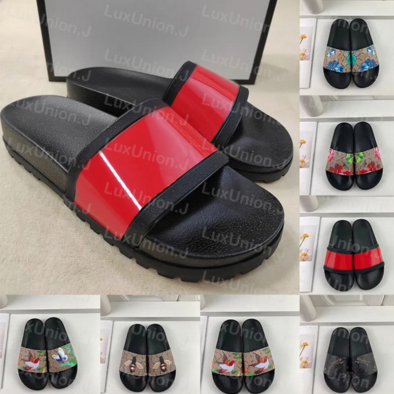 Women Men Slippers Summer Beach Indoor Flat Sandals Scuffs Real Leather Rubber House Flip Flops Sandal Top Quality Floral Flower Tiger Slides Casual Shoes 35-45