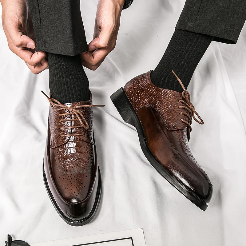 Men Casual Shoes Brock Oxford Retro Leather Men Formal Shoes Spring Mens Shoes For Men Office Social Derby Shoes 240617