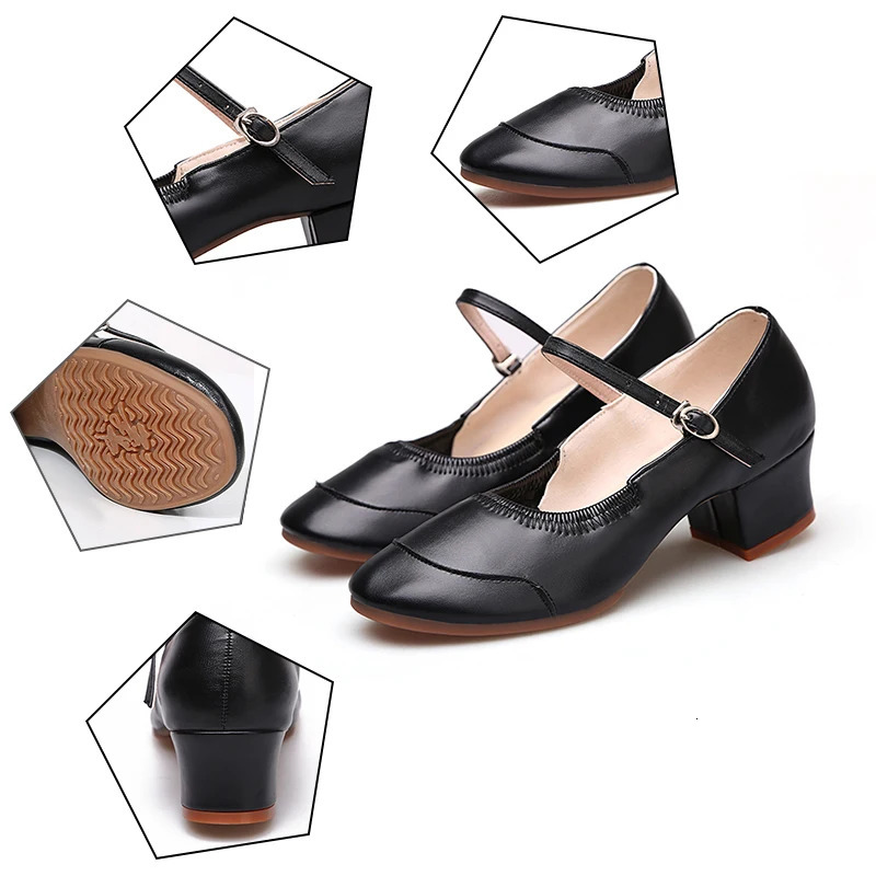 Girls Woman Ladies for Dance-Shoes Latin Ballroom Modern Salsa Practise Dancing Shoes Closed Toe Square Dance Soft Rubber Sole