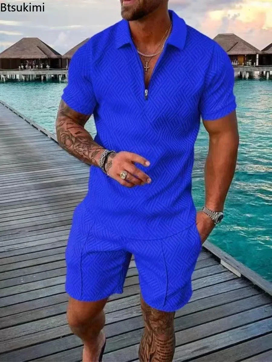 3D Digital Printed Mens Fashion Casual Sets Short Sleeve Polo Shirt and Shorts 2 PCS Sets Sportwear Suit 2024 Male Clothing 240617