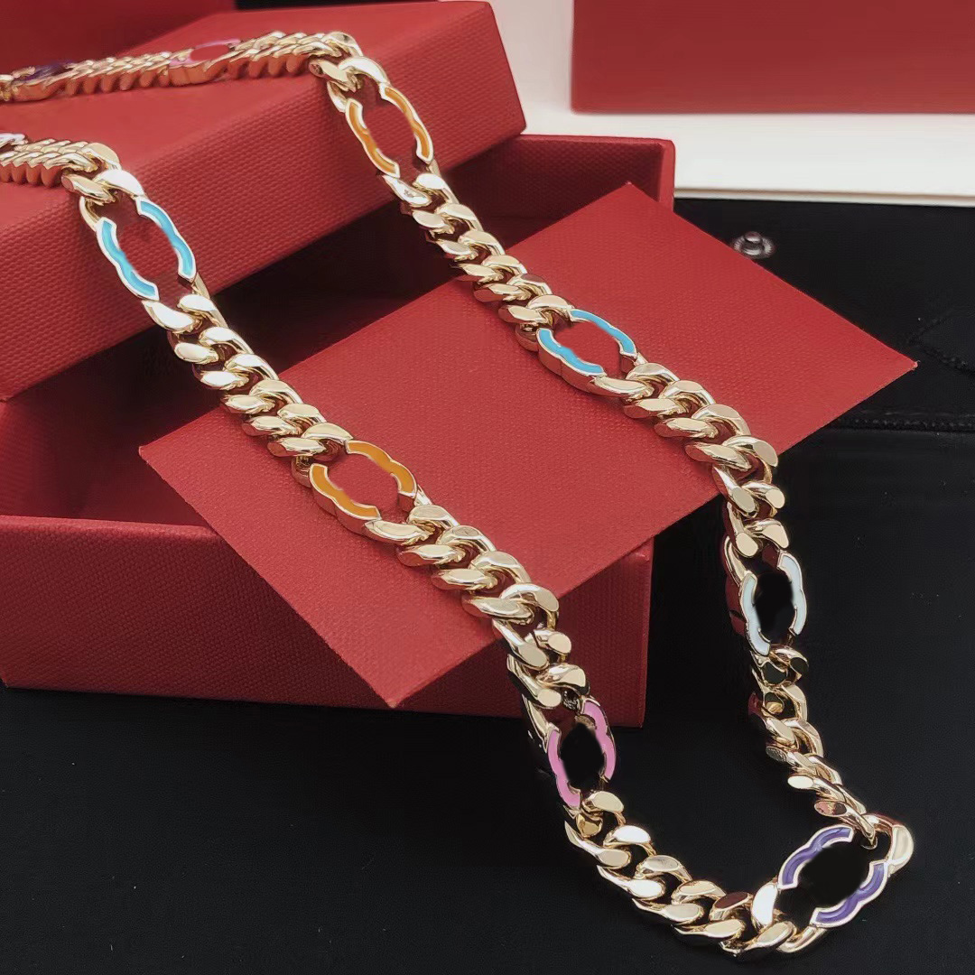 2025 new New Color enamel letter sweater Fashion Exquisite brand Designer Chain Long Necklace Gift Jewelry Brass material Gold Sier Optional