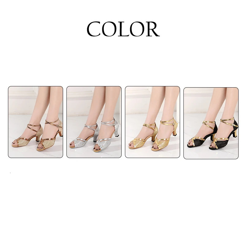 Women Shoes Latin Dance Shoes for Woman Girls Ladies Ballroom/Outdoor Modern Tango Dancing Shoes Salsa Heeled Sandals Glitter 240617