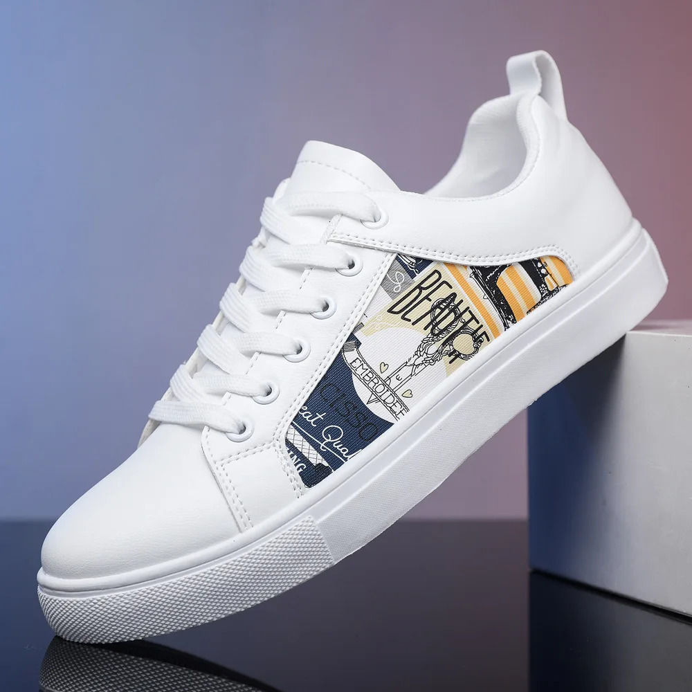Mens Sports Shoes Platform Graffiti Boys Casual White Shoes Large Size 47 48 Tools Mens Fashion Shoes Canvas Shoes 240617