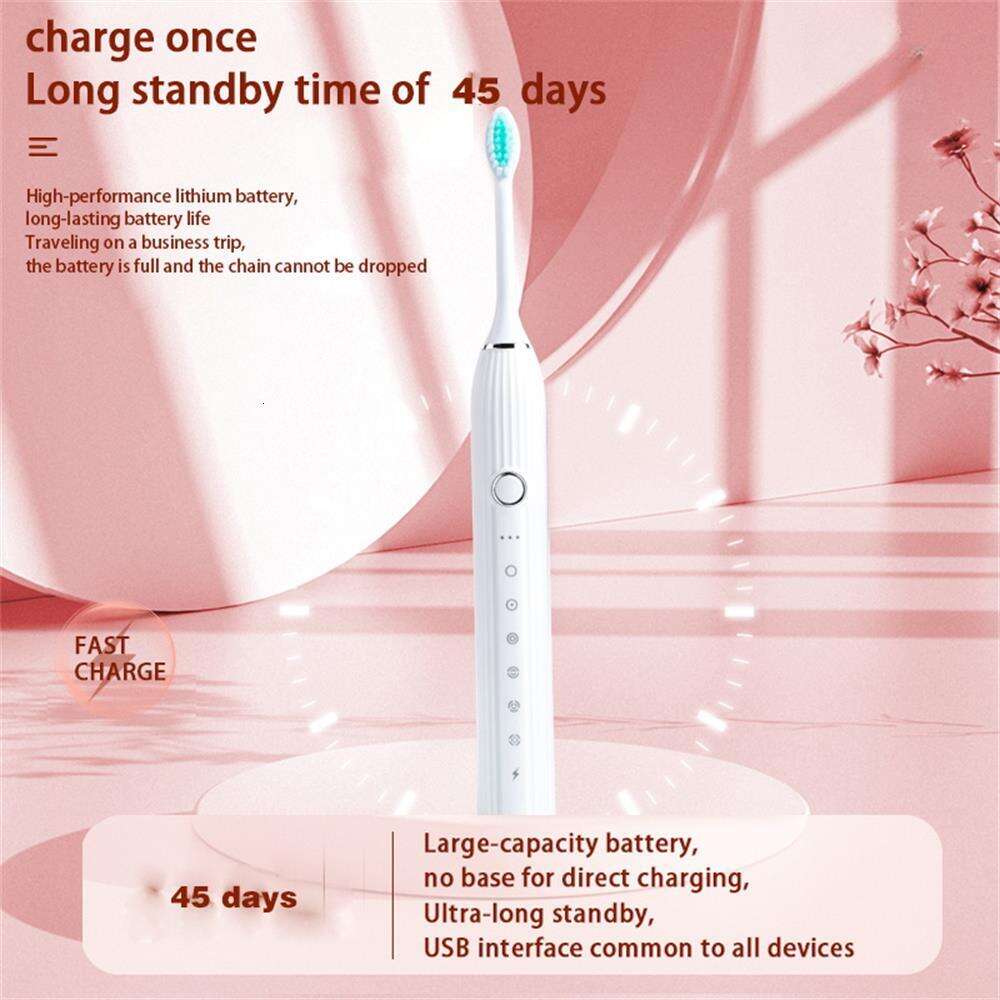 Sonic Electric Adult Smart Timing Tooth Brush Teeth Whitening Fast USB Rechargeable Toothbrush with Replacement Head F618-20
