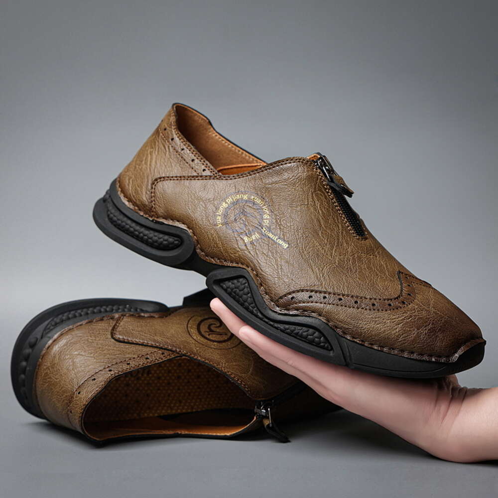 Genuine Men S Leather Moccasin Casual Outdoor Sports Fiess Sneakers Fashion Breathable Soft Soled Brogue Shoes Ddmysaturn