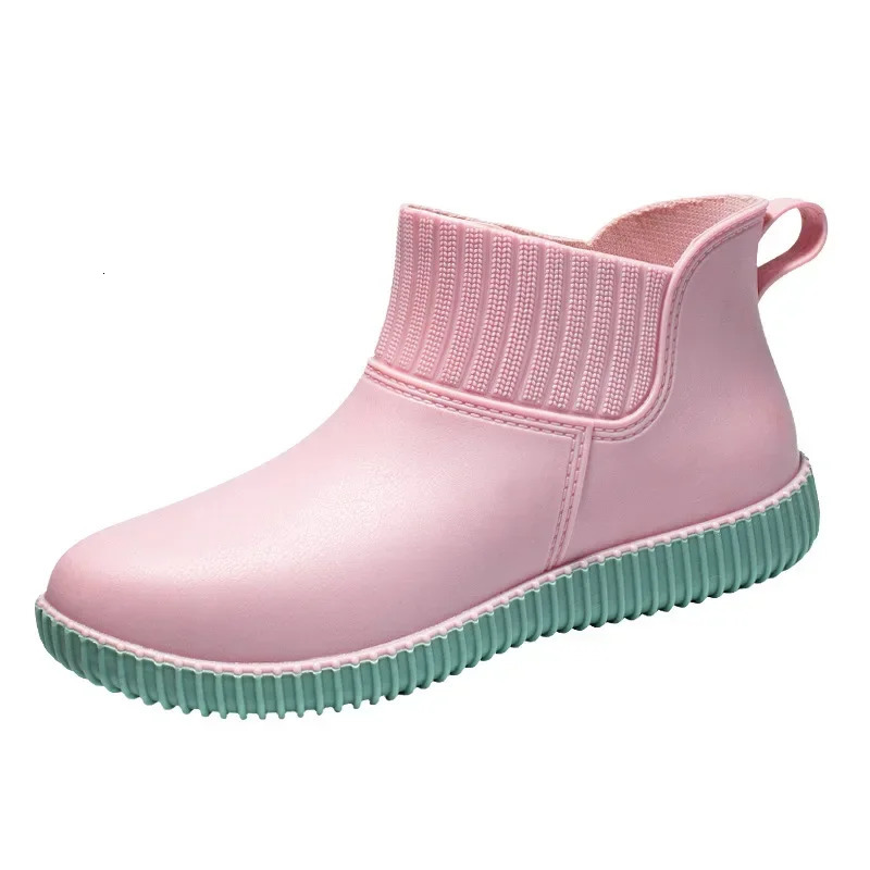 Trend Rain Boots Womens Slip-on Women Rain Boots Non-slip Waterproof Ankle Rainboots Female Home Work Short Boots Botas Mujer 240618