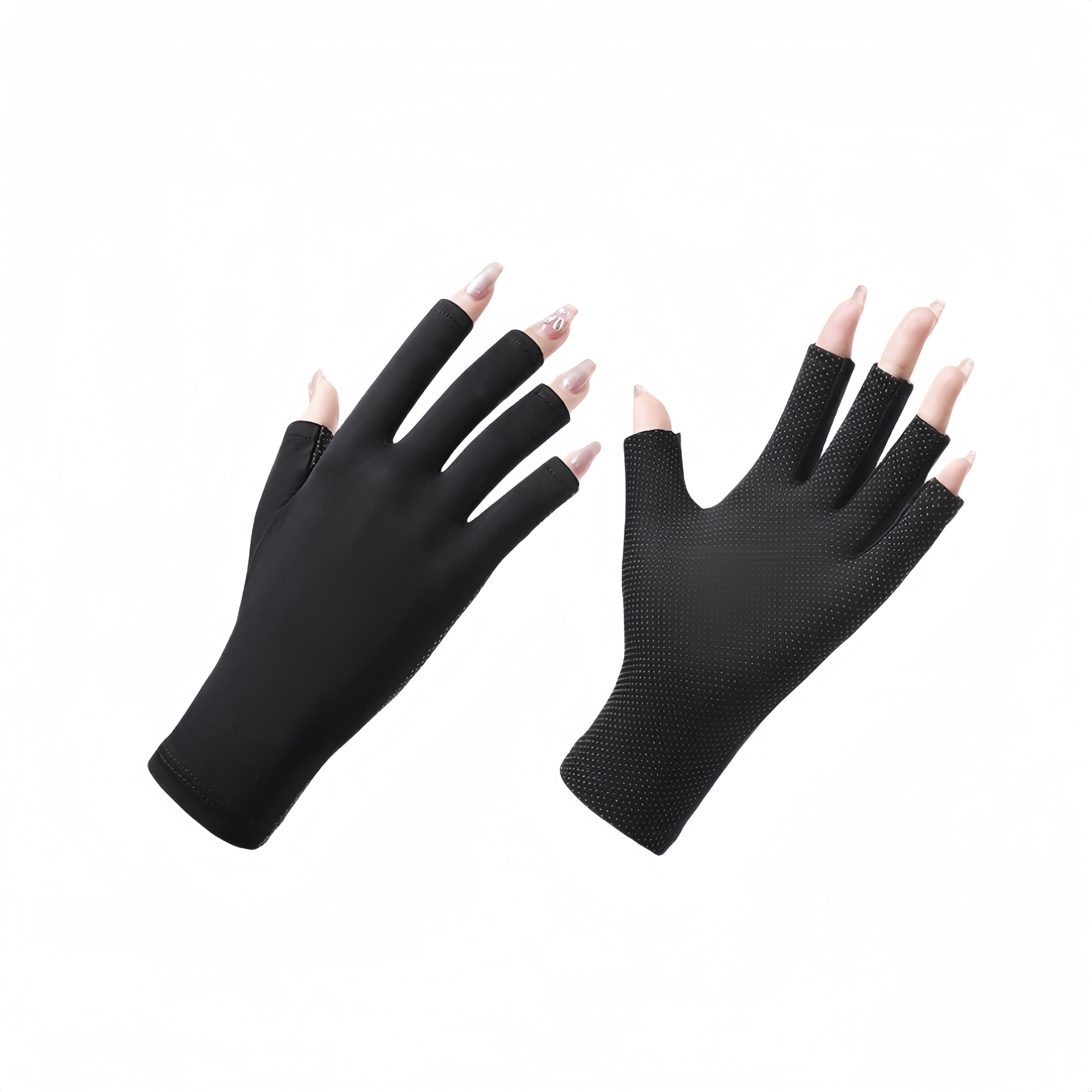 New Nail Gloves Summer Women's Skin friendly Breathable Sunscreen Half Finger Ice Silk Gloves