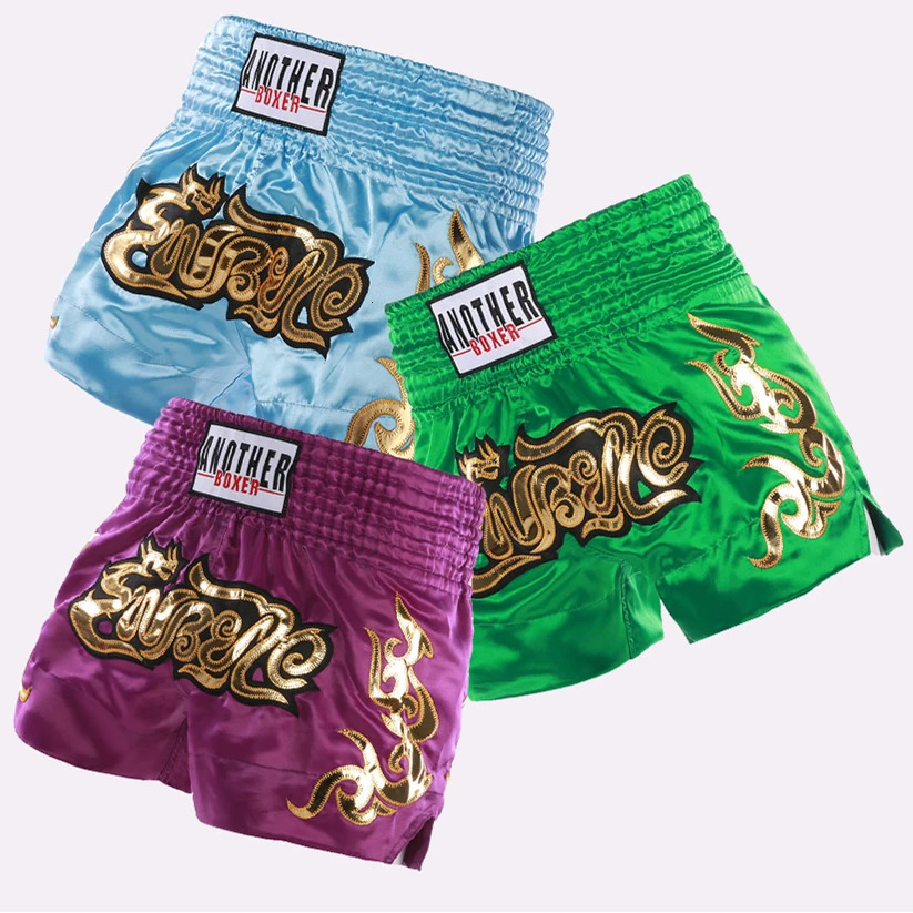 ANOTHERBOXER Muay Thai Shorts Embroidered MMA Fighting Clothing for Men Women Kids Boxing Training Short Pants 240615