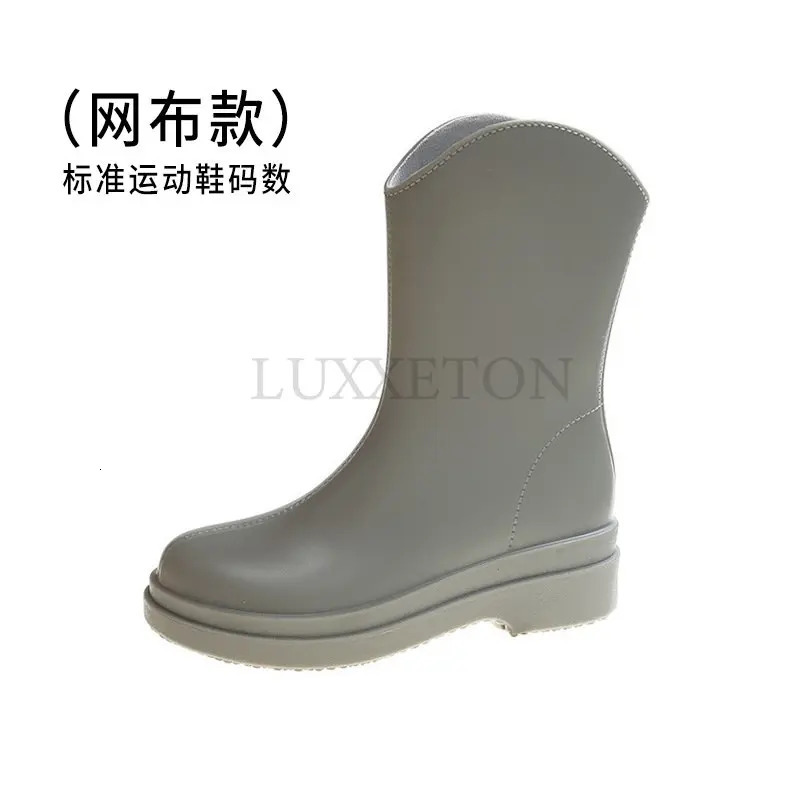 Rain Women Waterproof Mid Calf Warm Rubber Boots Female Comfort Warmed Galoshes Garden Water Shoes Footwear 240618