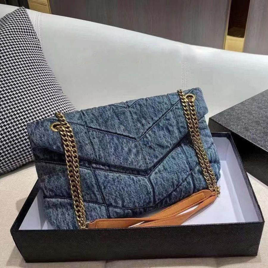 2024 Denim Shoulder Bag Purse Luxury Designer Tote Bags Women Cowboy Messanger Crossbody Clutch Heave Gold Chain Handbags
