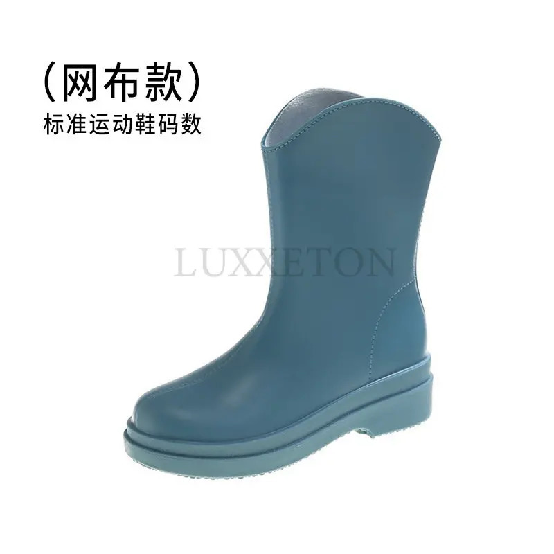 Rain Women Waterproof Mid Calf Warm Rubber Boots Female Comfort Warmed Galoshes Garden Water Shoes Footwear 240618