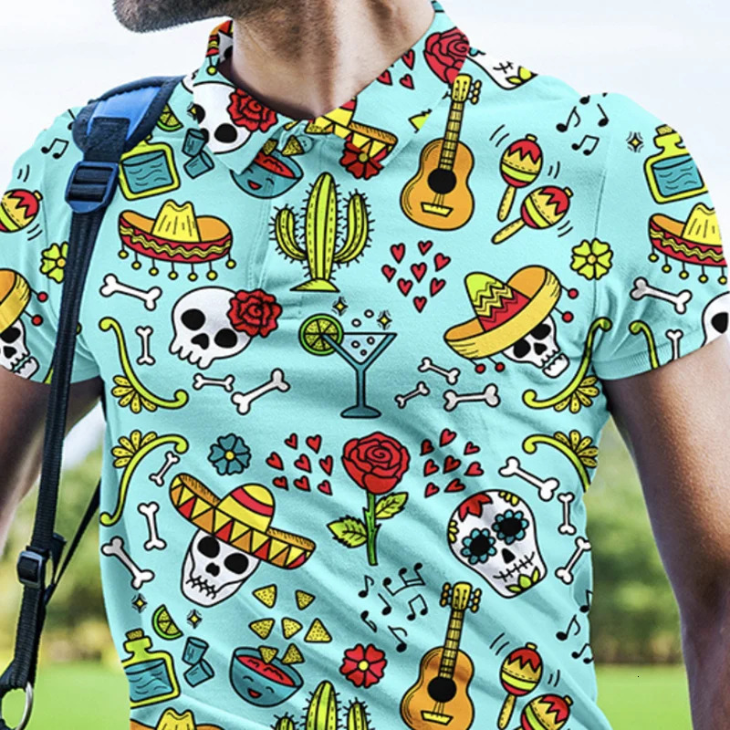 Summer Casual Man Short Sleeved Polo Shirts with Button Dry Fit Top Quality Mens Clothing Golf Lapel T-Shirt Fashion Streetwear 240617