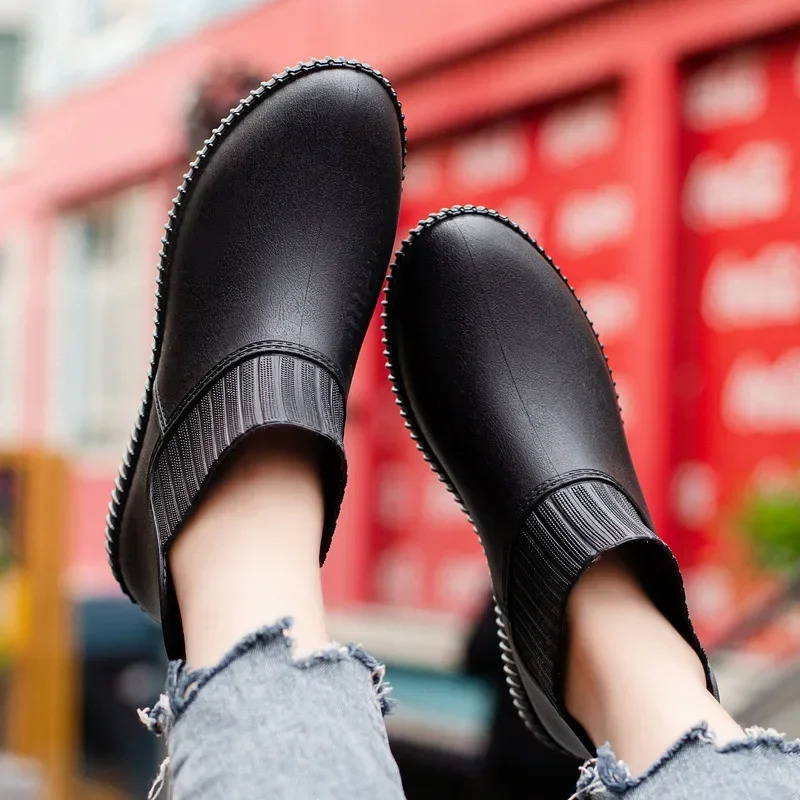 Trend Rain Boots Womens Slip-on Women Rain Boots Non-slip Waterproof Ankle Rainboots Female Home Work Short Boots Botas Mujer 240618