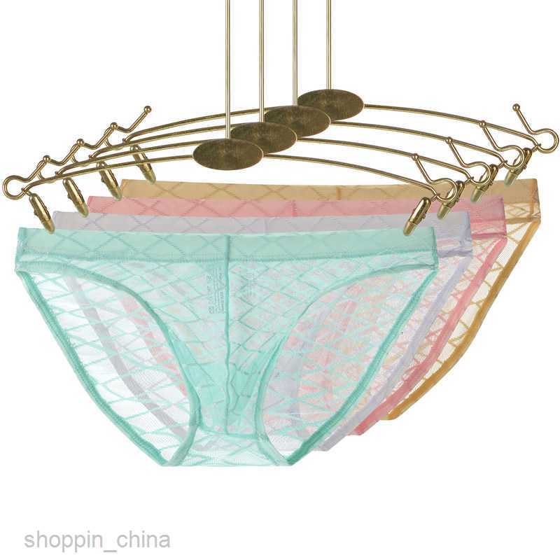 Mens Boxer sexy Underpants brief male Underwear Mesh Thin Transparent Triangle Pants Comfortable and Breathable Summer Men Youth Shorts Head