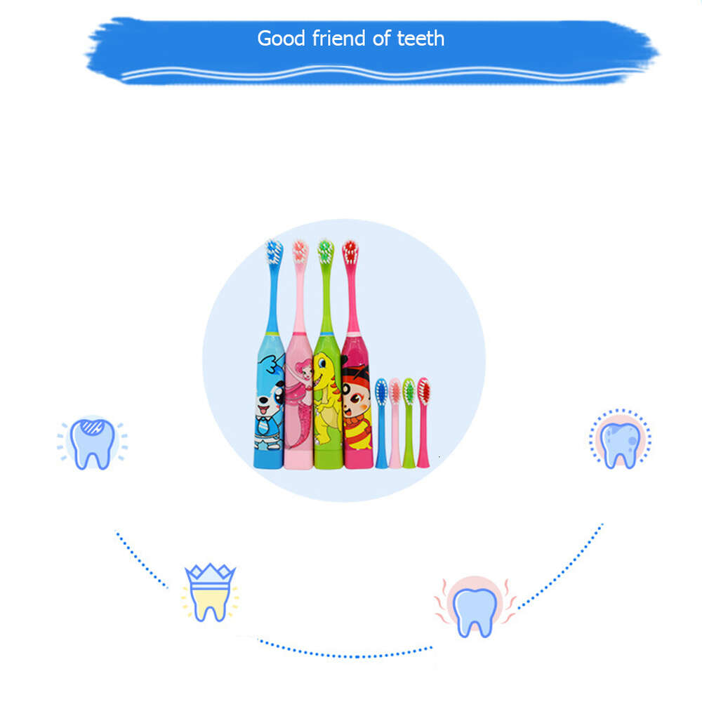 Children Electric with Replaceable Head Cartoon Patterns IPX7 Waterproof 23000 Times Automatic Mute Sonic Toothbrush F618-7