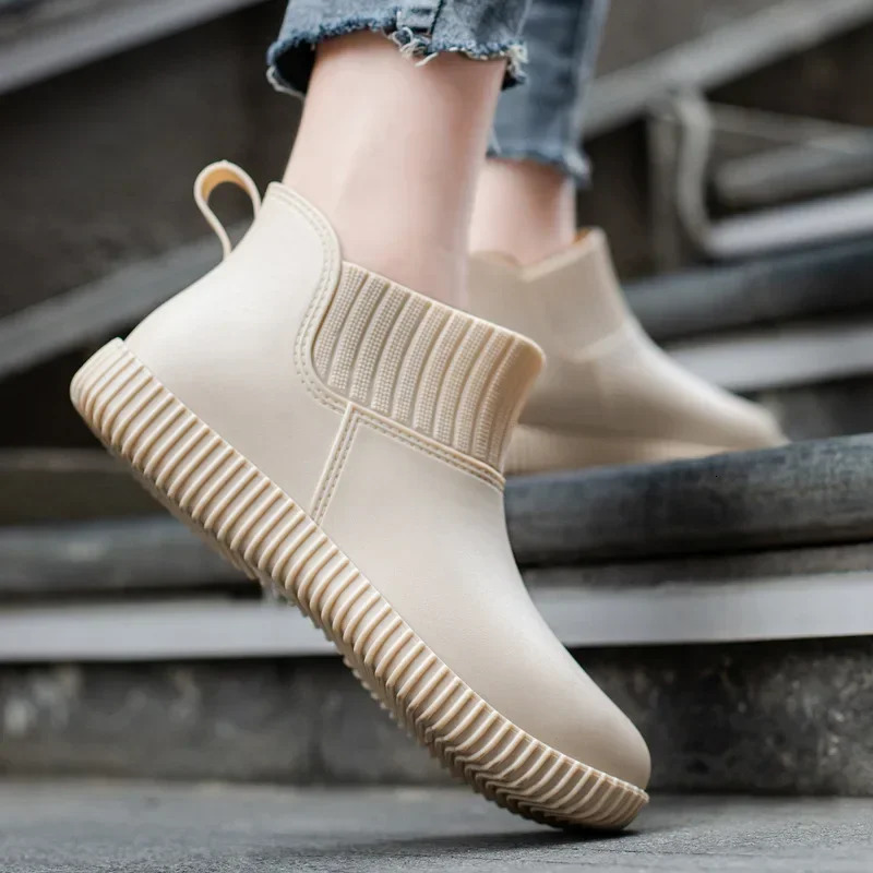 Trend Rain Boots Womens Slip-on Women Rain Boots Non-slip Waterproof Ankle Rainboots Female Home Work Short Boots Botas Mujer 240618