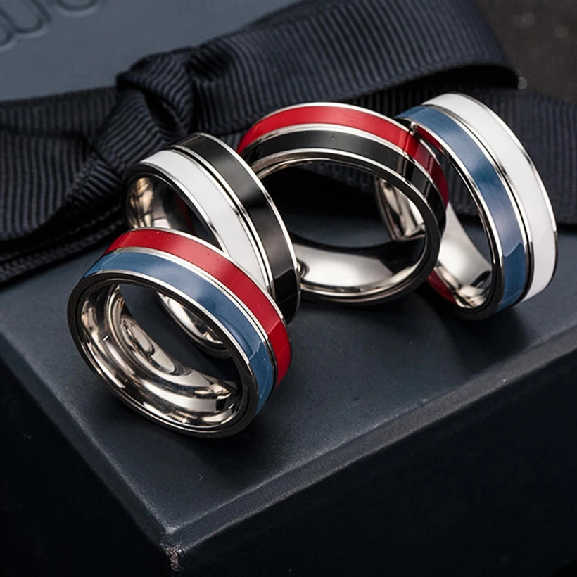 8mm Rotatable Basic Ring for Men Stainless Steel Casual Male Anel Stylish Punk Spinner Three In One Combination Ring Jewelry 240618