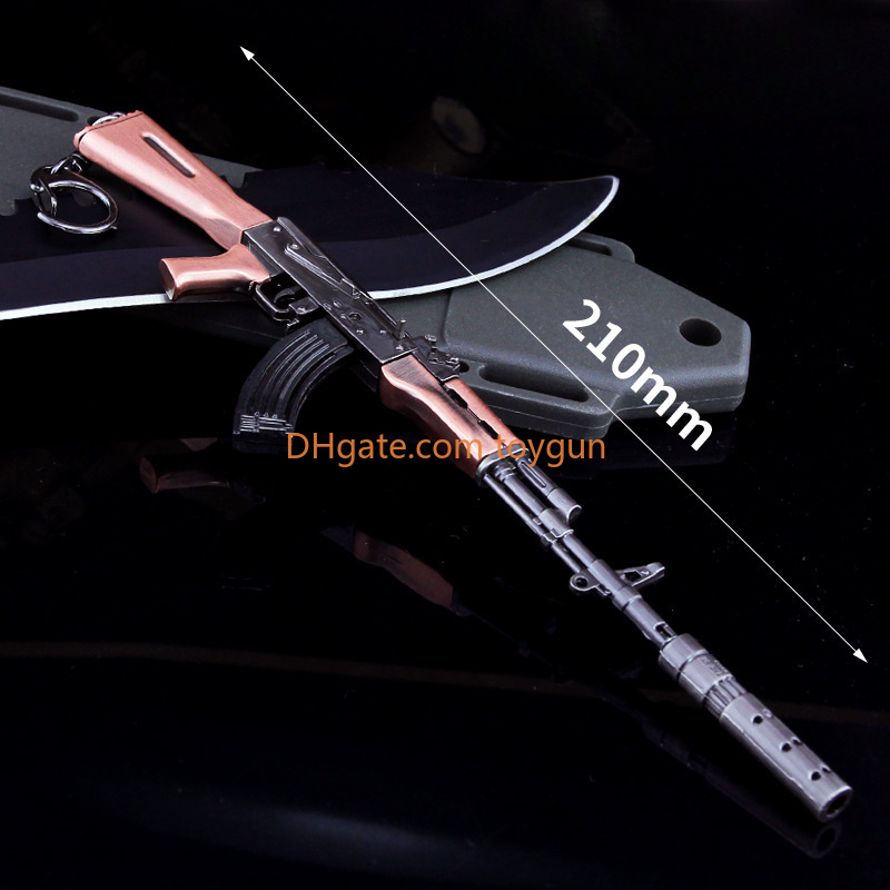 3D 1:3 AKM Mini Size Detachable Toy Gun Cannot Shoot Model Metal 21cm Small Alloy Keychain Look Real Collection Cs Pubg Jedi Prop Portable Durable Gif - view 4