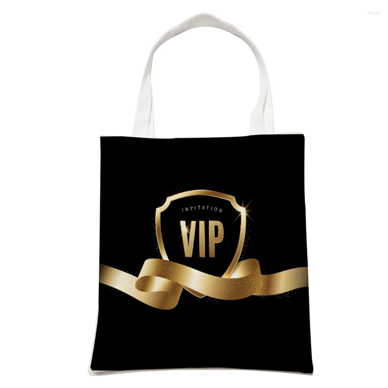 2025 NEW Shopping Bags Wholesale Black Vip Fashion Business Shoulder Bag For Girl Reusable Double Print Casual Children Canvas Tote Handbag zhanyishen
