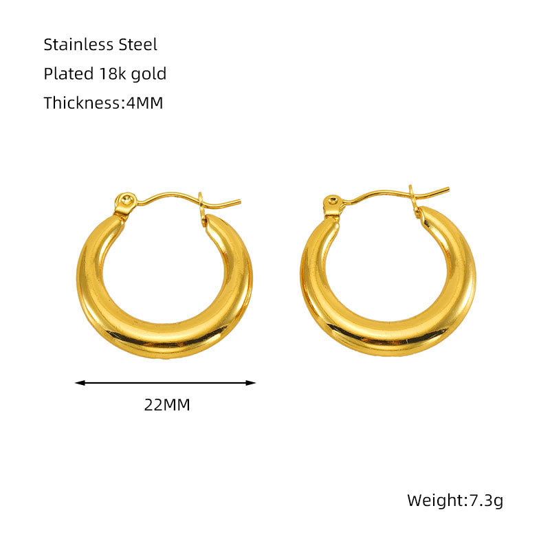 18K Gold Braid Hoop Earrings Shining Stainless Steel Buckle Earring for Woman Girls Hip Hop Fashion Luxury Jewelry Gift