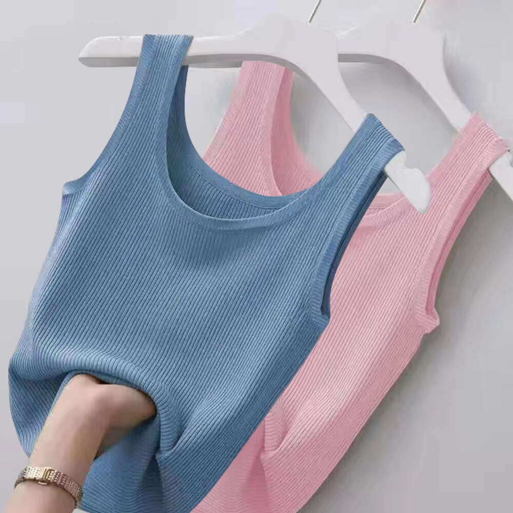 Ice thread vest in large size, slim fit external wear, and a camisole bottom for women with thin sleeveless sleeves