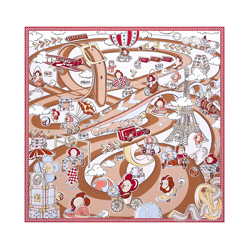 Head scarfs rhombus designer silk scarfs spring winter wind proof cartoon pattern headband designers street shopping scarves for women lightweight M79157