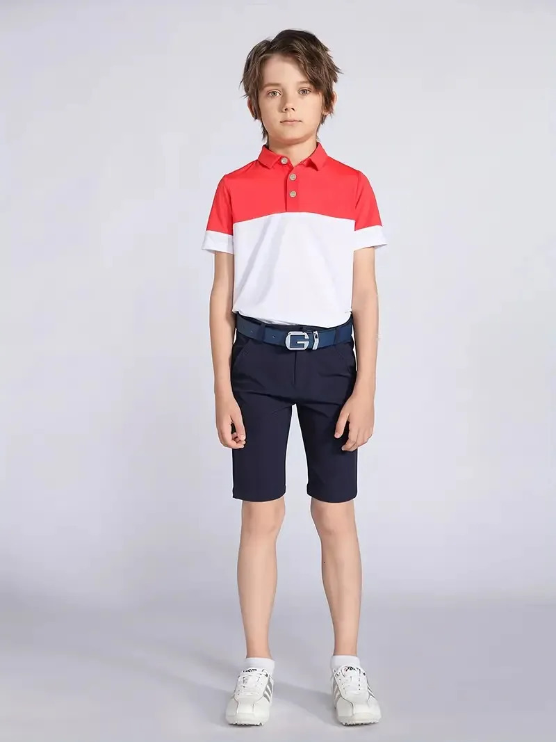Summer Boys Golf Training Competition Team Jacket Children Tops Short Sleeve Clothes Kids Short-sleeved Shirts Men T Shirts Polo 240618