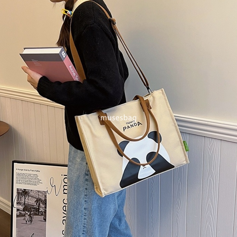 Designer Women's High Quality Retro Instagram Large Capacity Shopping Bag Student Cute One Shoulder Crossbody Outgoing Simple High Beauty Canvas 