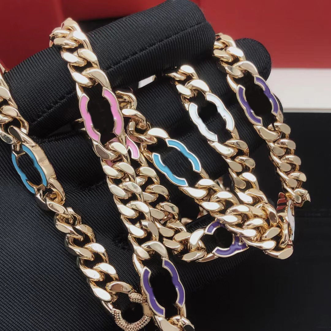 2025 new New Color enamel letter sweater Fashion Exquisite brand Designer Chain Long Necklace Gift Jewelry Brass material Gold Sier Optional