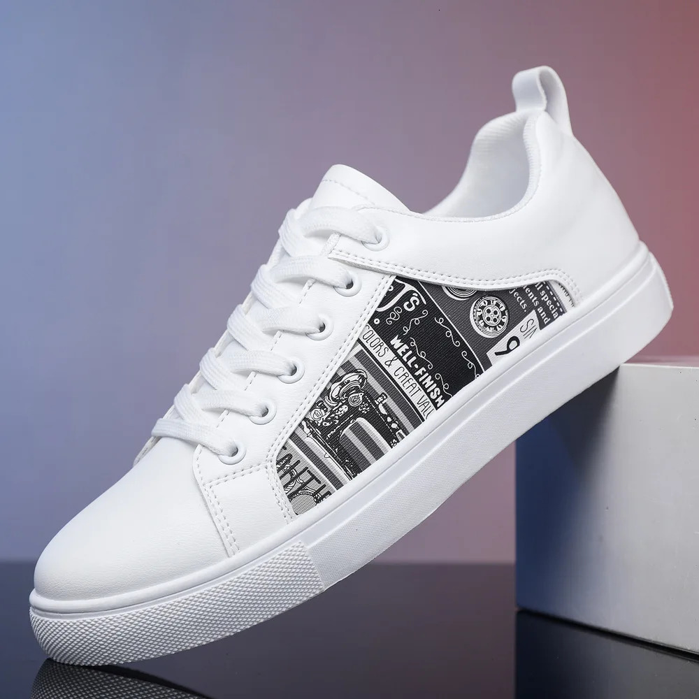 Mens Sports Shoes Platform Graffiti Boys Casual White Shoes Large Size 47 48 Tools Mens Fashion Shoes Canvas Shoes 240617