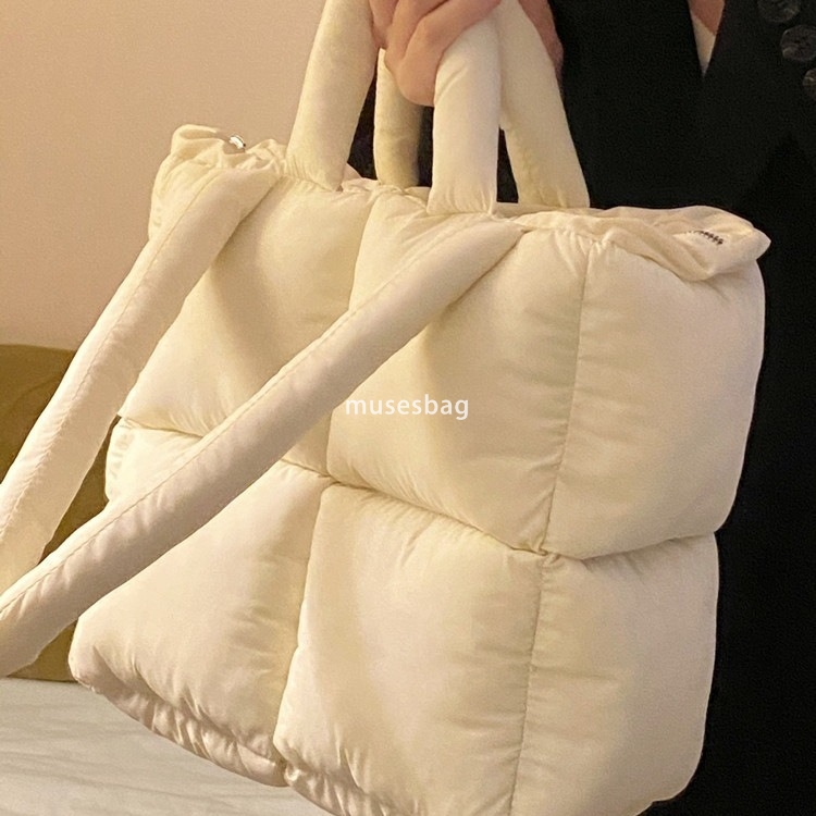 Advanced Women's European and American Lingge Multi functional Soft Cotton Large Capacity Tote Bag for Autumn and Winter Simple and Versatile Und