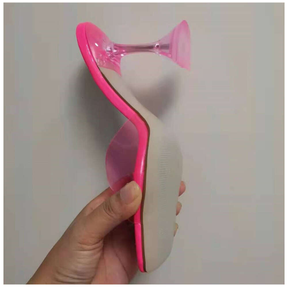 Star Style Transparent PVC Women Slippers Fashion Square Toe Cup Heeled Summer Female Mules Slides High Heels Sandals Shoes