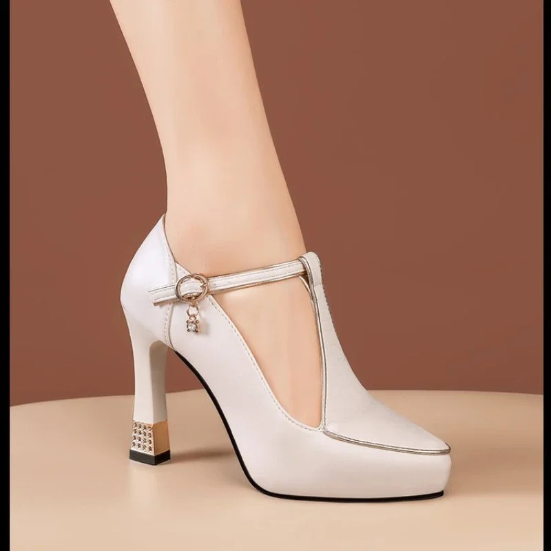 9.5 Sexy Mid High Heels Womens Pointy Party 2024 Summer Fashion Dress Elegant Shoes Slim High Heels Womens Advanced Fashion Shoes 240617
