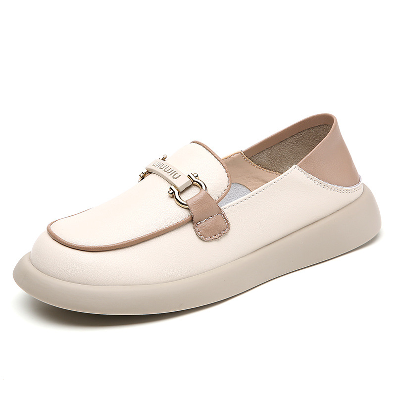 Slip-on flat bean shoes 2024 spring new soft sole loafers casual comfortable pregnant women mother shoes