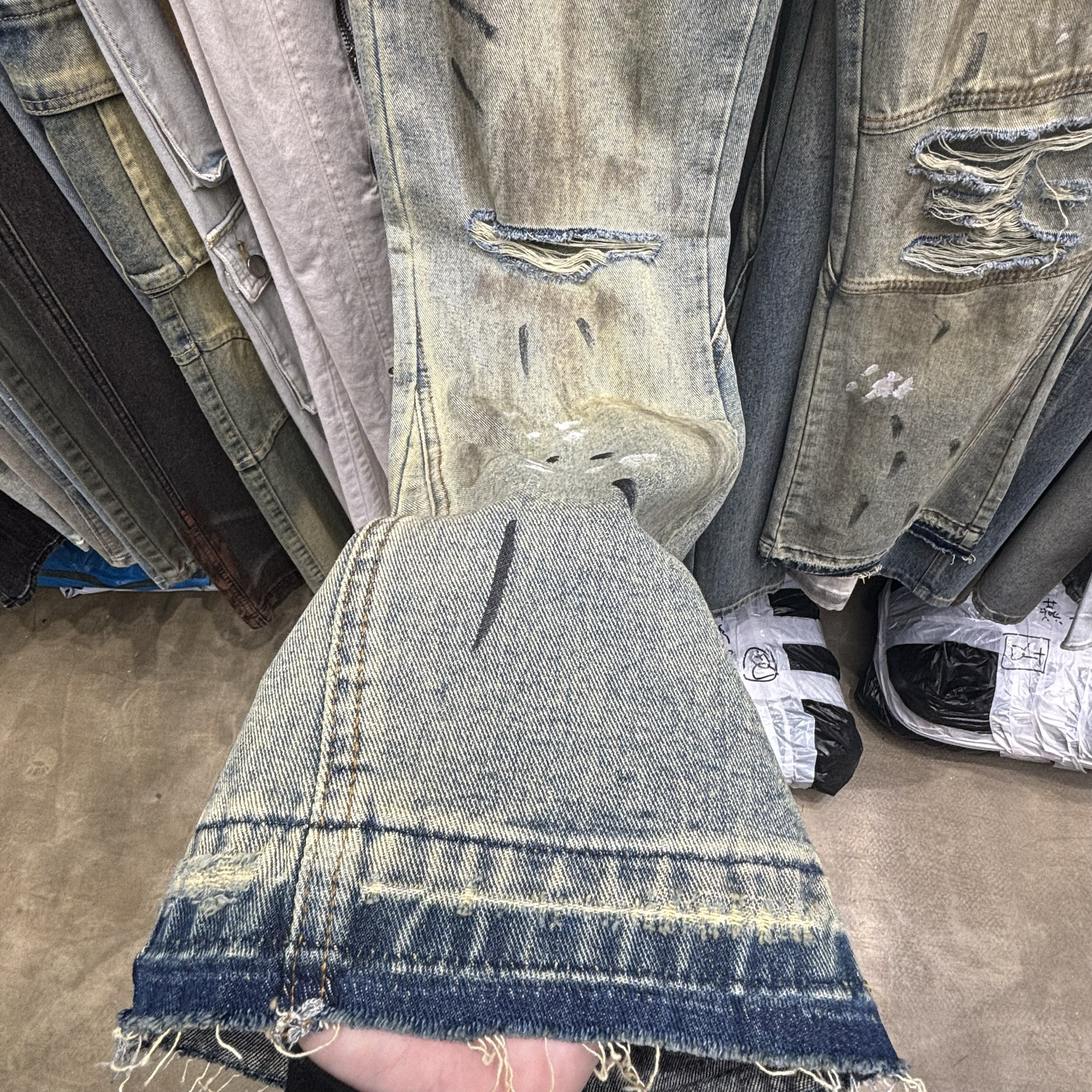 Vintage Printed Jeans for Men Clothing Street Fashion Hip Hop Washed Mens Jeans Casual Baggy Pants