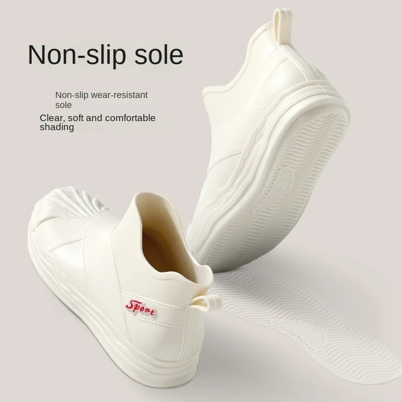 Short Fashion Rainshoes Womens Anti slip Summer Adult Thick Sole Durable Rubber Shoes Outdoor Waterproof Shoes on Rain 240618