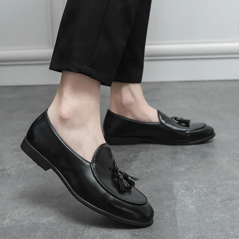 Tassel Loafers: Genuine Leather Mens Formal Slip-on Shoes hot for Office Wear