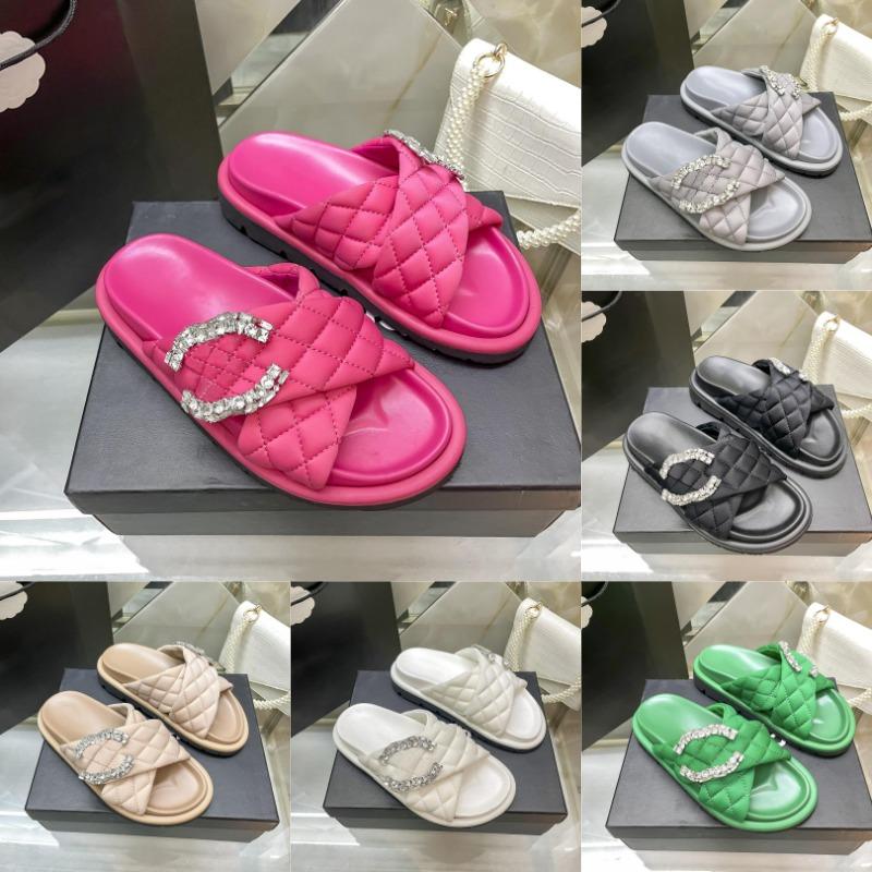 2024 Summer Designer Slippers Women Platform Sandals White Black Pink Grey Cream Beach Outdoor Home Fashion Slides 35-42