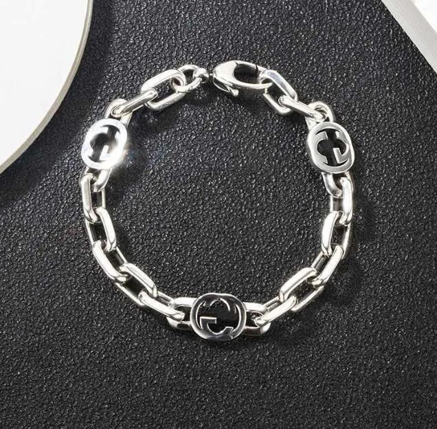 Designer woman 925 sterling silver bracelet fashion men and lady couple bracelet man outdoors street hip-hop bracelet high quality classics letter jewelry gift