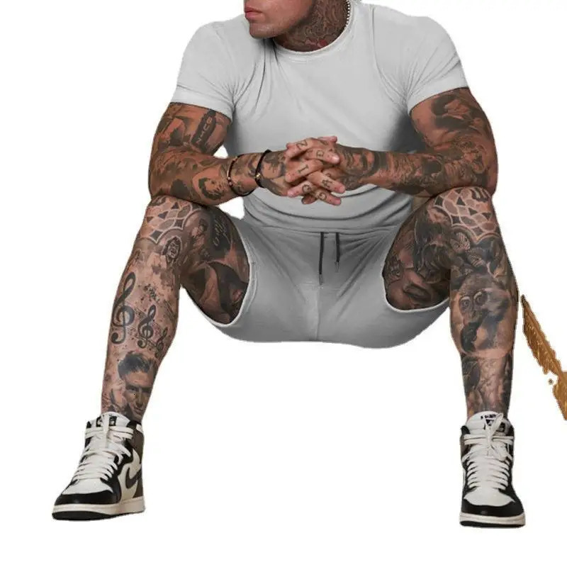 Men's Tracksuits Mens T-Shirt Sets And Shorts Fashion Mens T-shirt Short SleeveShorts 2-Piece Set Oversized Casual Beach Sport Man Suit 240617