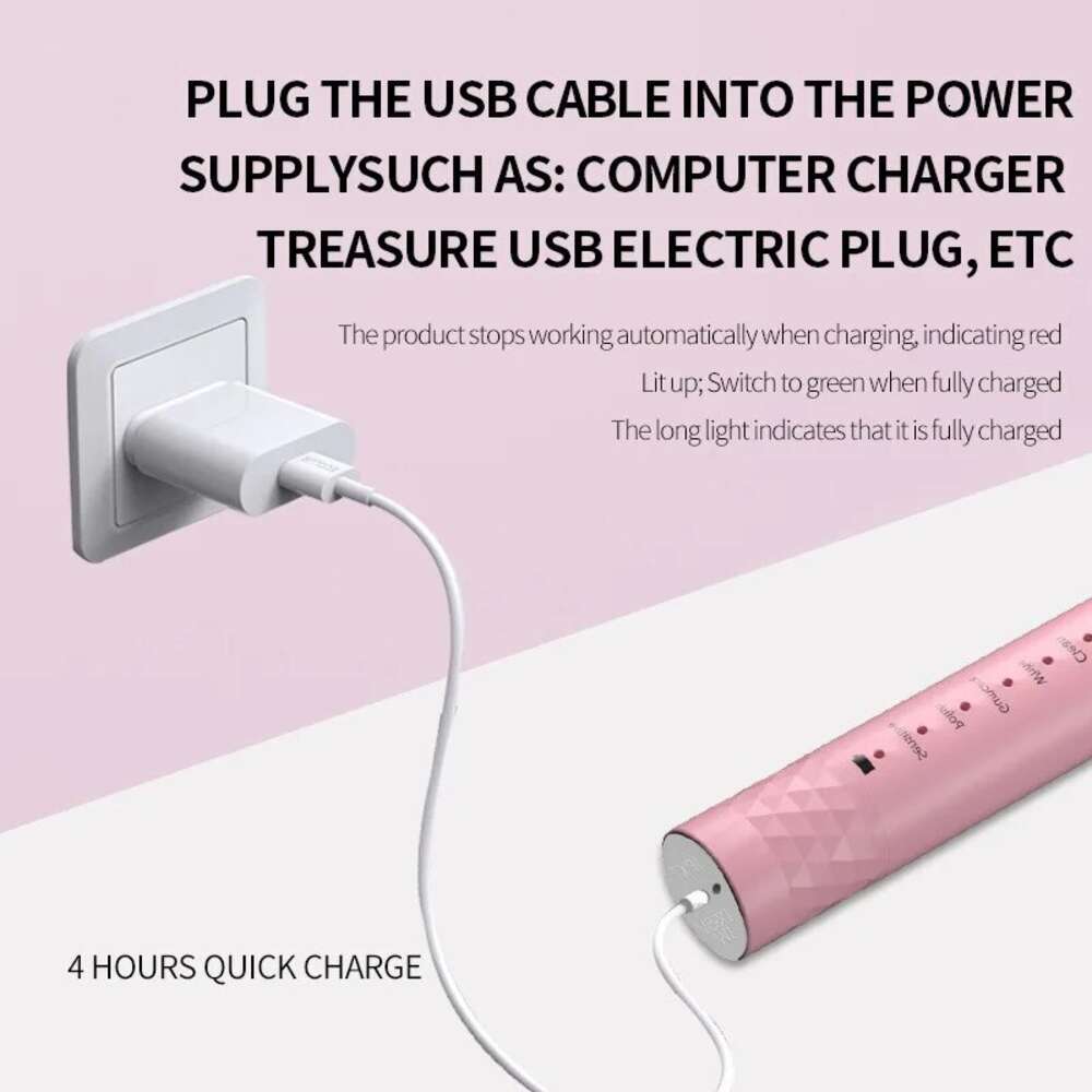 Jianpai Blue Pink Adult 5-gear Mode USB Charging IPX7 Waterproof Sonic Electric Toothbrush F618-18