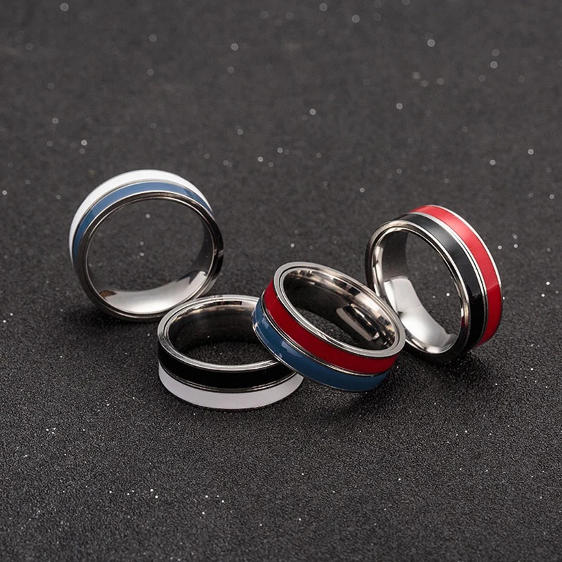 8mm Rotatable Basic Ring for Men Stainless Steel Casual Male Anel Stylish Punk Spinner Three In One Combination Ring Jewelry 240618